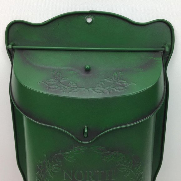 Christmas North Pole Post Green Mail Box Metal Tin - Picture 8 of 14